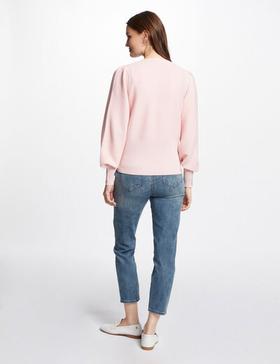 Jumper V-neck with buttons pale pink ladies'