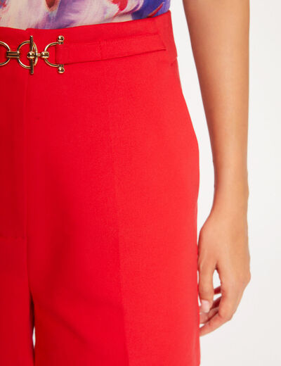 Straight city shorts with buckle detail red ladies'