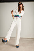 Belted wide leg jeans white women