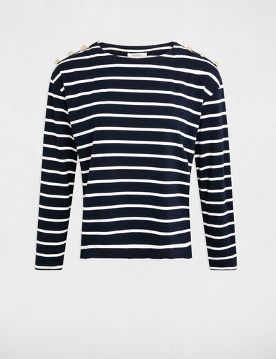 Striped long-sleeved t-shirt white women