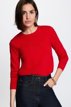 Textured knit sweater red women