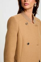 Buttoned long coat camel women