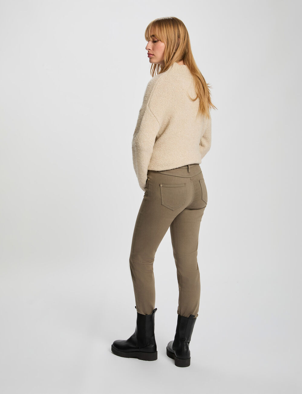 Straight trousers khaki green women