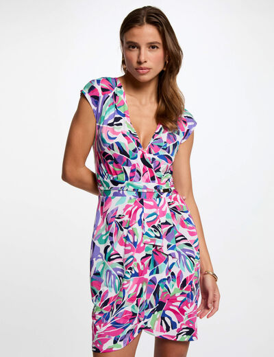 Printed fitted mini dress multicolor women