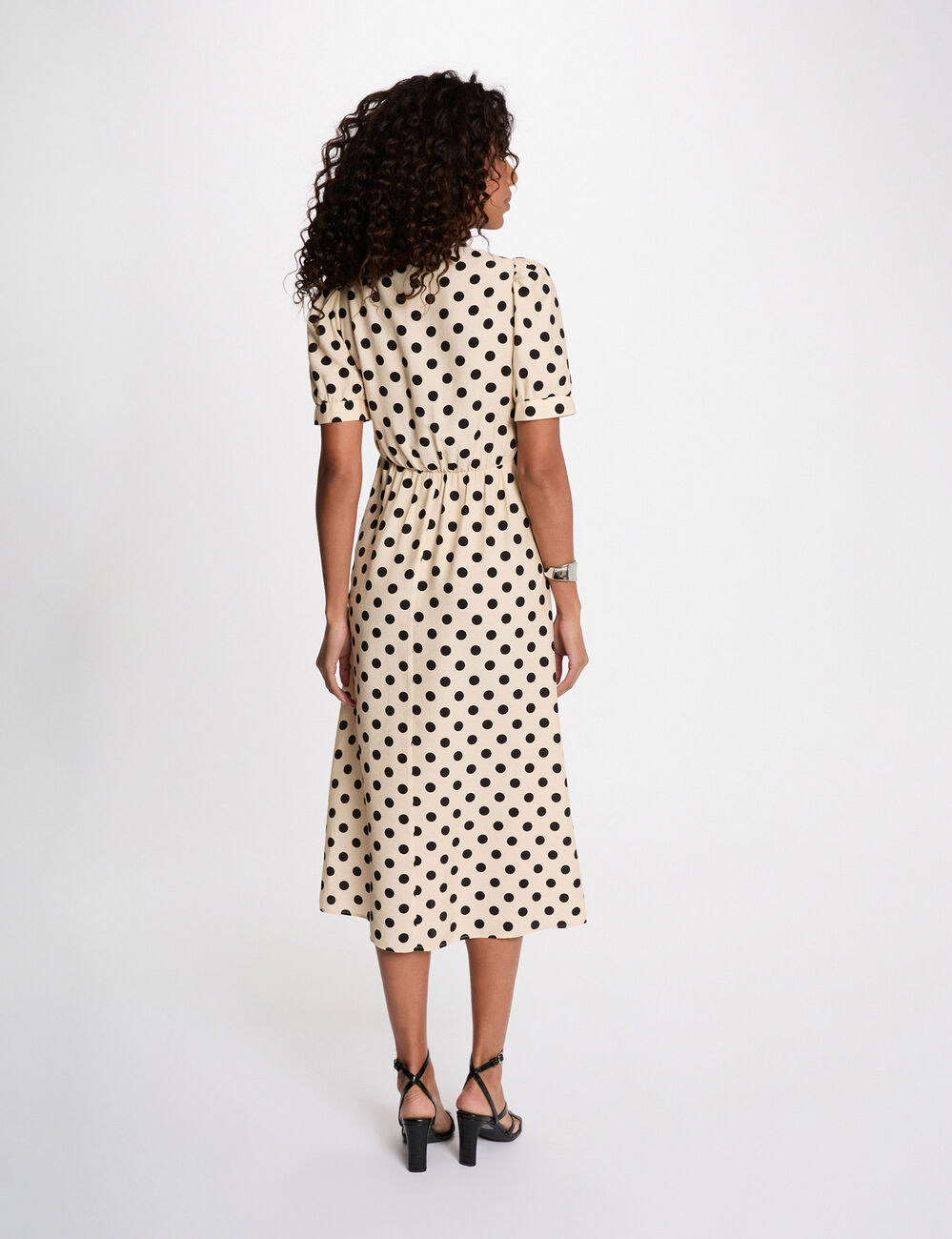 Mid-length dress with puff sleeves multicolor women
