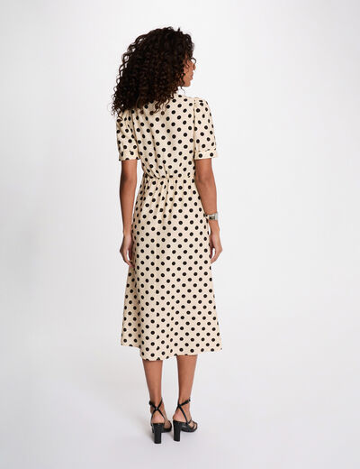 Mid-length dress with puff sleeves multicolor women