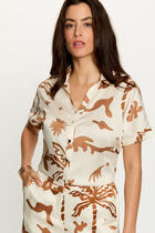 Satin short-sleeve shirt multicolor women