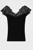 Short-sleeved t-shirt with lace black women