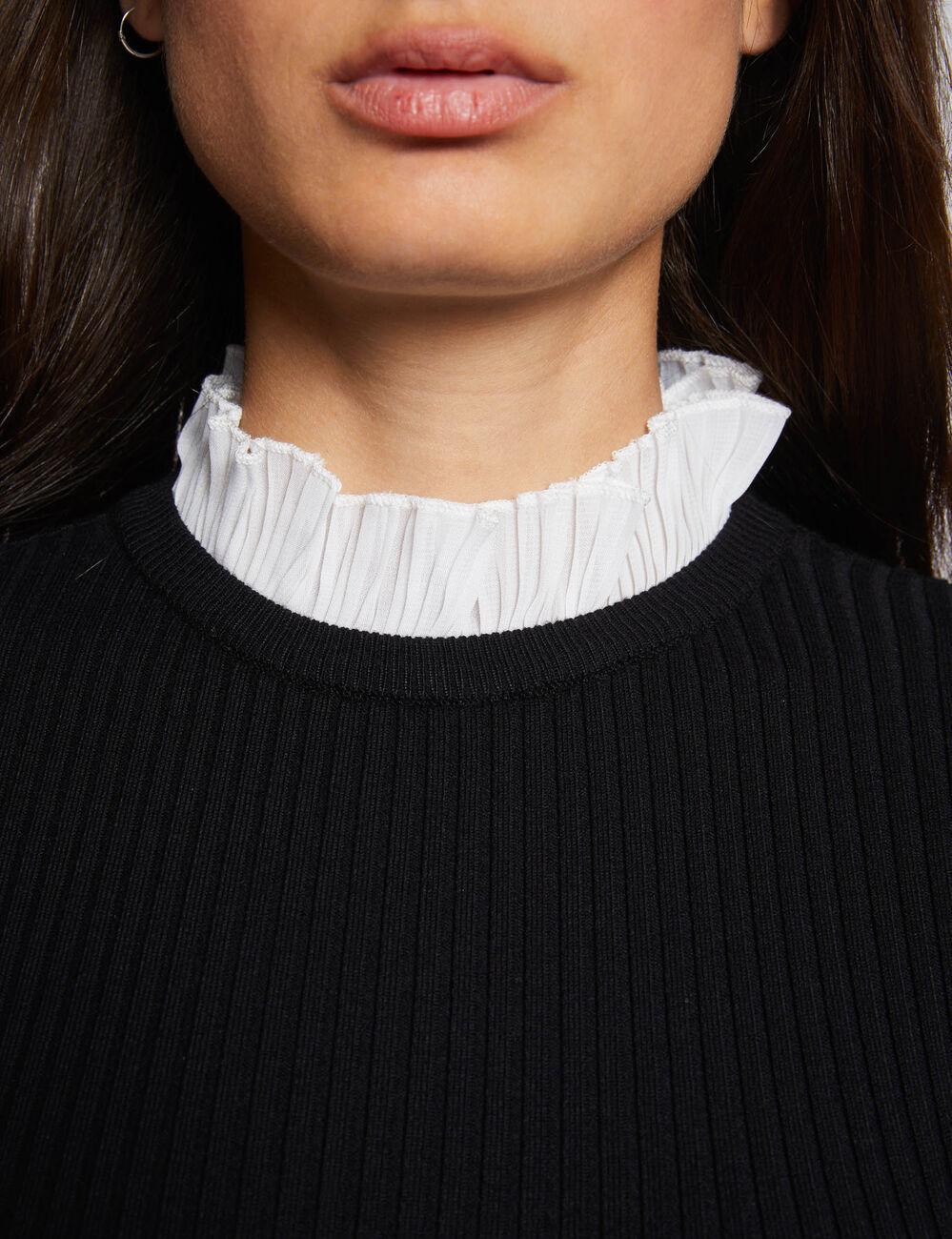 Long-sleeved jumper with pleated collar black women