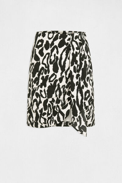 Draped fitted skirt animal print multico ladies'