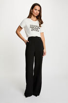 High-waisted wide-leg trousers black women
