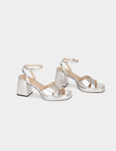 Sandals with heels silver ladies'