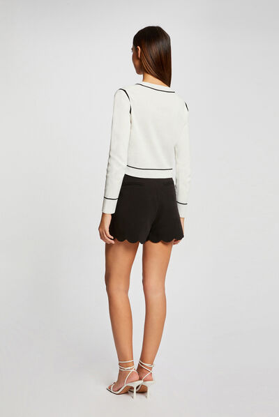 Cardigan with contrasting details ivory ladies'