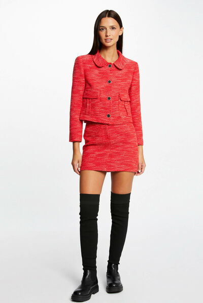 Straight buttoned jacket red ladies'