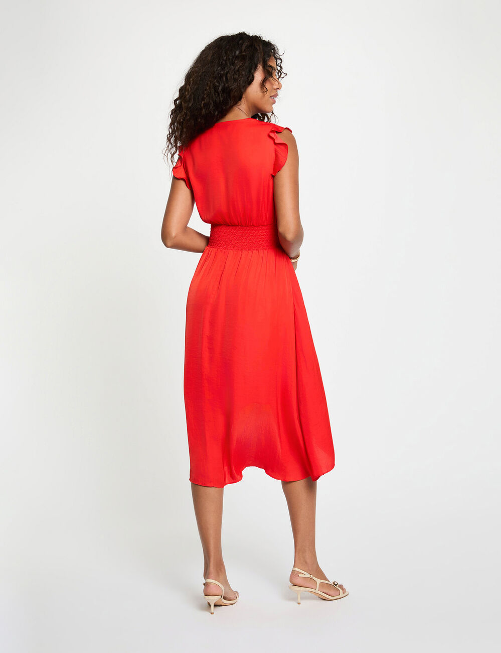 Sleeveless loose straight dress bright red women