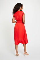 Sleeveless loose straight dress bright red women