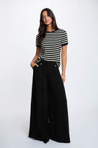 Striped t-shirt with round neck black women