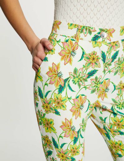 Printed fitted trousers multicolored women