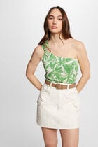 Printed asymmetrical top multicolored women