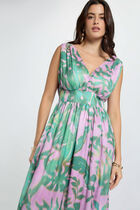 Long dress with V-neck multicolor women