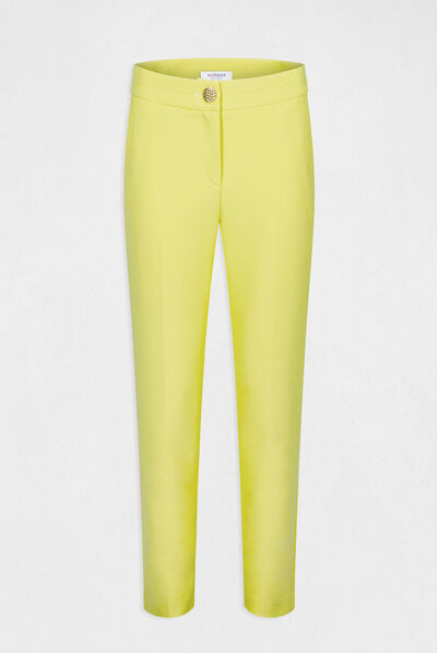 Cropped fitted city trousers with darts yellow ladies'