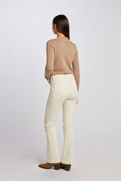 Long-sleeved jumper decorative buttons taupe ladies'