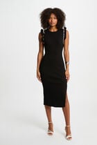 Robe tricot ajustée noir femme