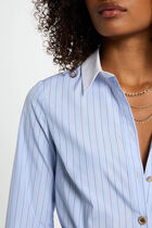 Robe courte trapèze rayée bleu ciel femme