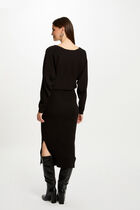 Fitted maxi knitted dress black women