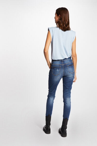 Short-sleeved t-shirt with message sky blue ladies'