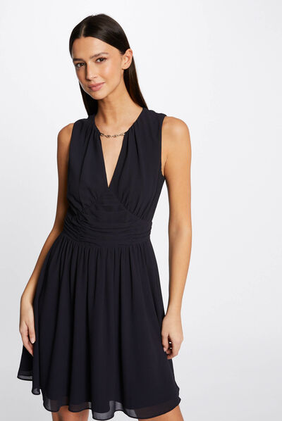 Skater dress with chain detail navy ladies'