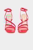 Patent croc sandals with heels medium red women
