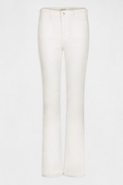 Bootcut trousers with braided details ecru ladies'