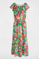 Printed flared midi dress multicolor women