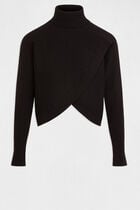 Long-sleeved jumper wrap-over effect black women