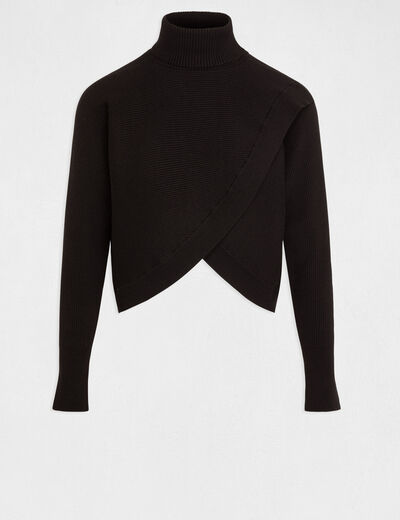 Long-sleeved jumper wrap-over effect black women