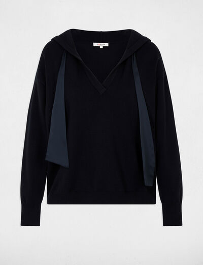 Hooded sweater navy blue women
