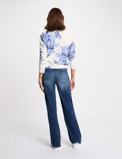 Floral print sweater sky blue women