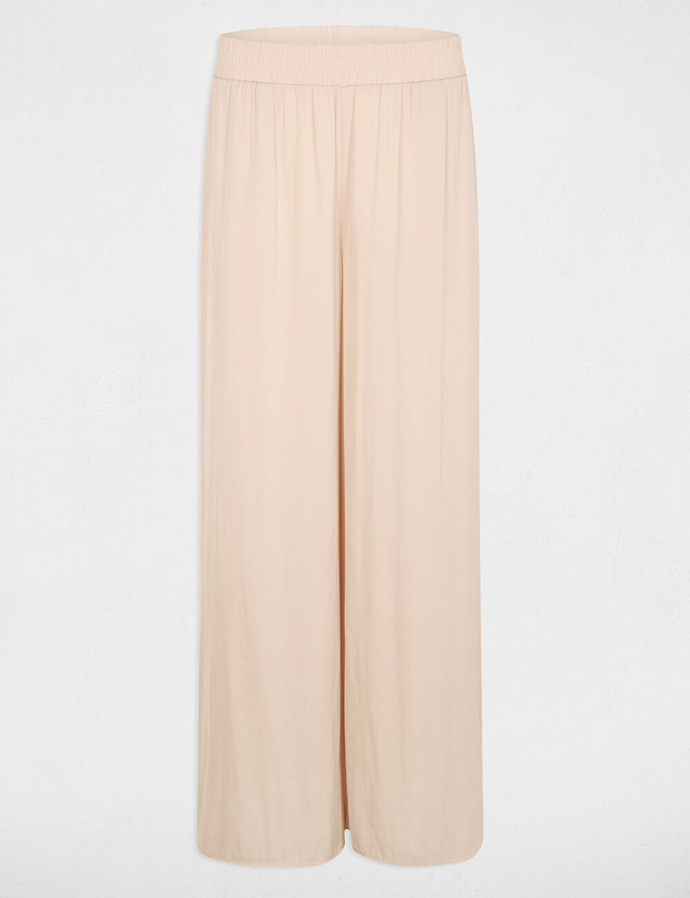 Flowy wide-leg trousers light beige women