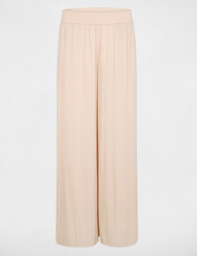 Flowy wide-leg trousers light beige women