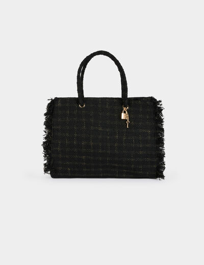 Tweed shopper bag fringes black women
