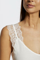 Vest top wide straps with lace ecru women