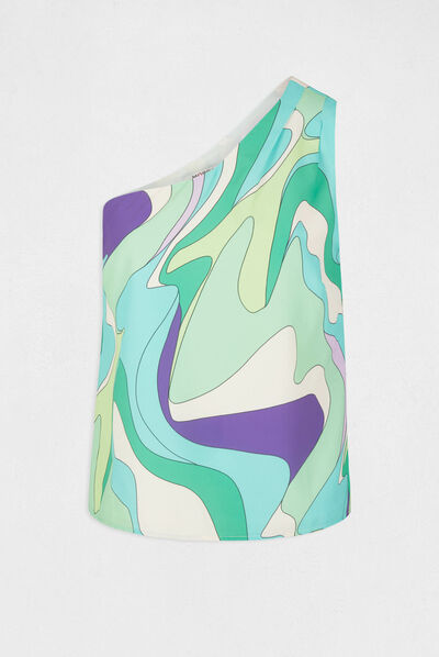 Asymmetrical blouse abstract print multico ladies'