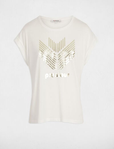 Straight t-shirt with lettering white women