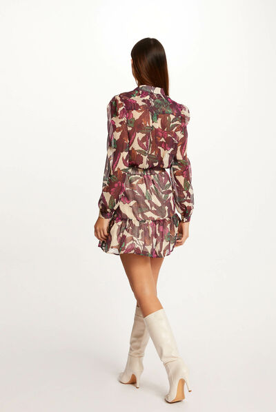 Printed straight skirt with ruffles multico ladies'