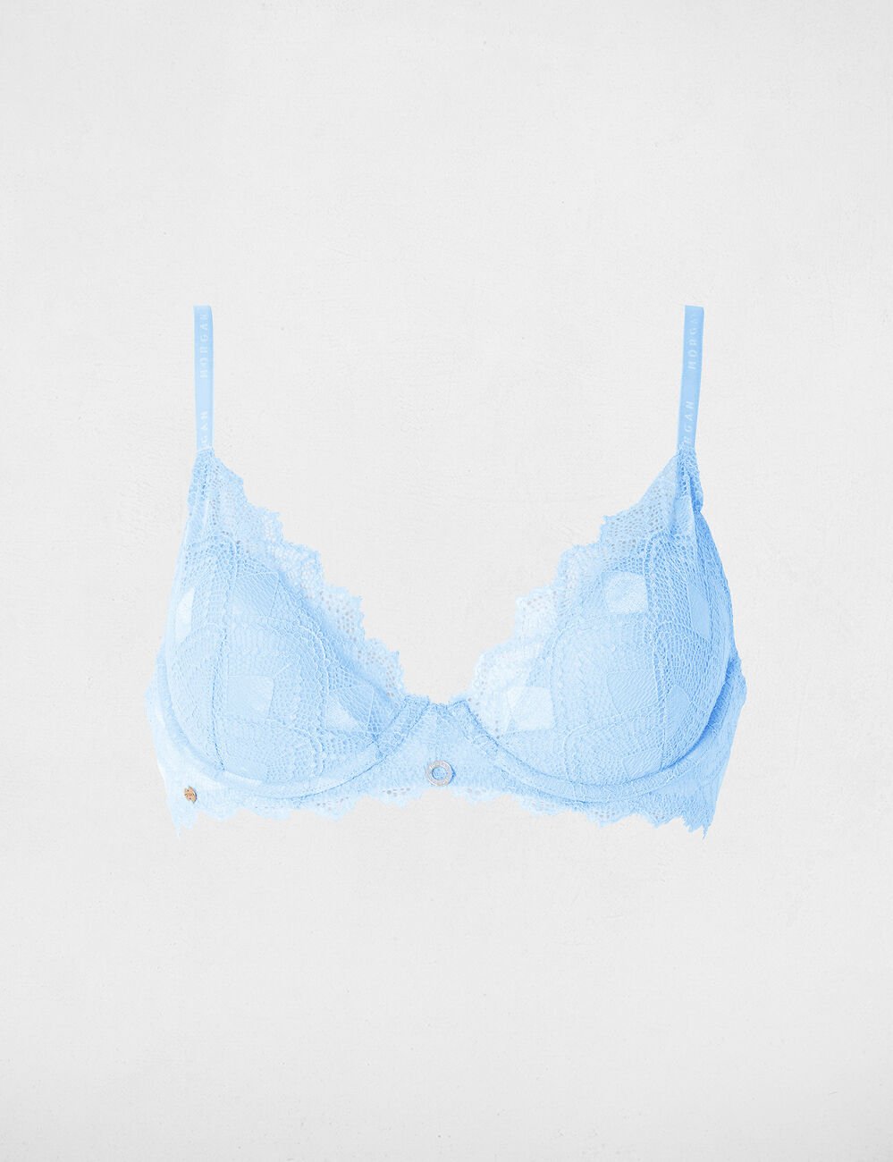Lace bra with thin straps blue women