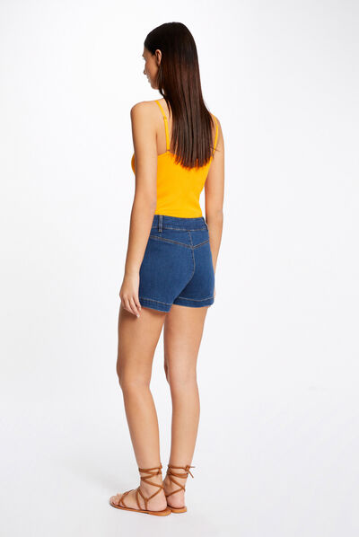 Fitted short with buttons stone denim ladies'