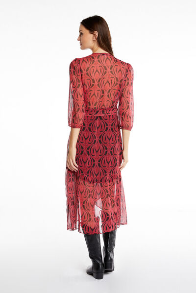Midi wrap dress with abstract print multico ladies'
