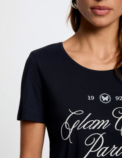 T-shirt with message navy blue women