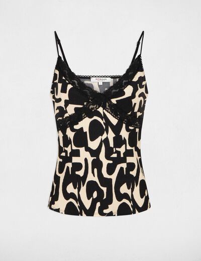 Printed top with thin straps multico ladies'